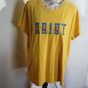 Ariat Women's Mustard Yellow Tee with Blue Graphic Size Large